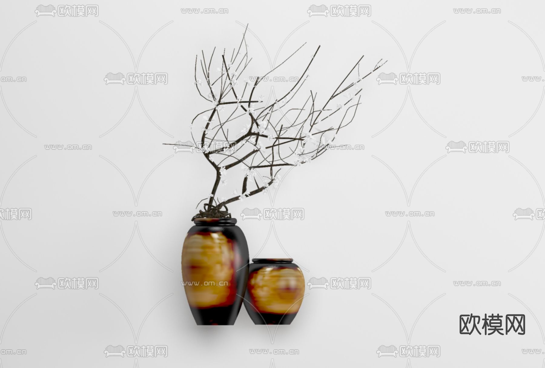 新中式花瓶插花免费3d模型下载