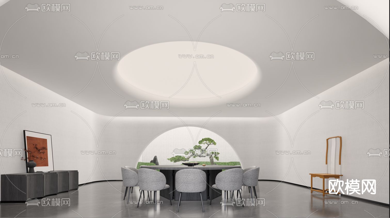 中式餐厅包房su模型下载（渲染图1）