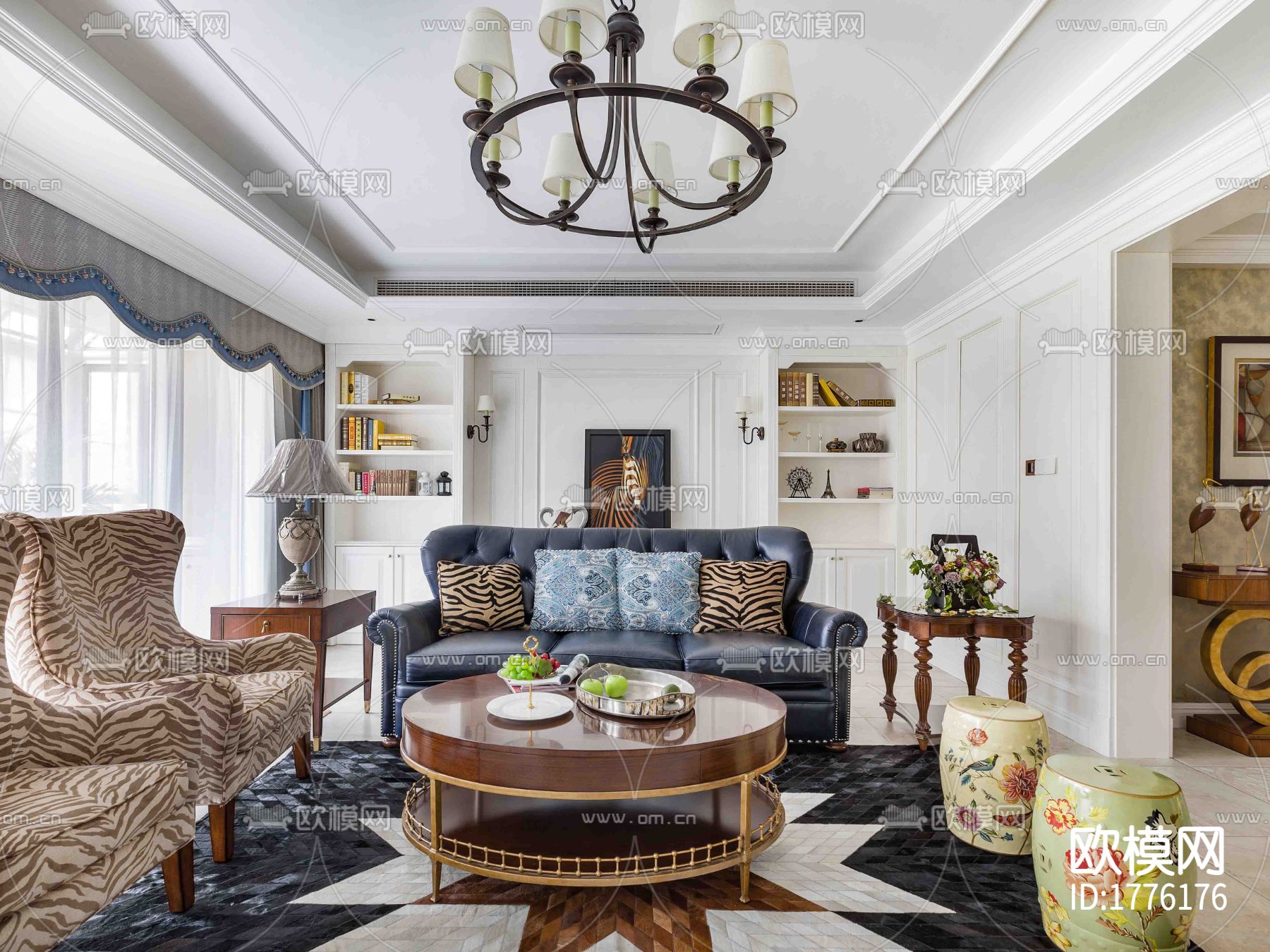 欧式样板间cad施工图下载（渲染图1）