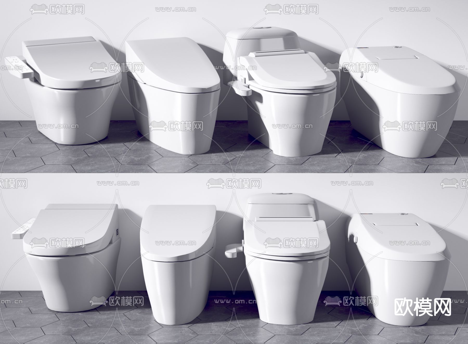 现代马桶便器3d模型下载（渲染图1）