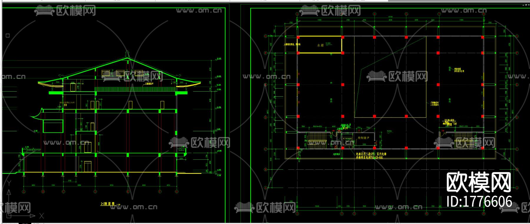 静音寺建筑cad施工图下载（渲染图3）
