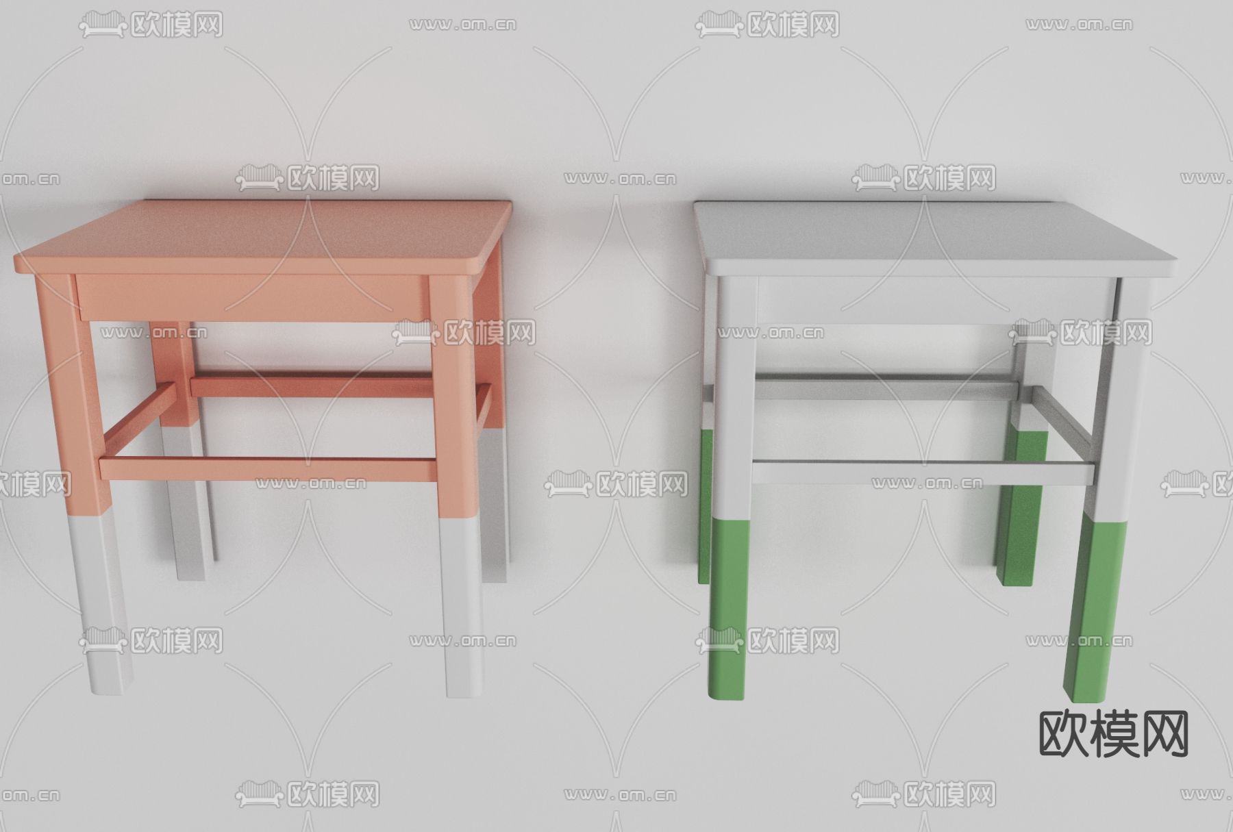 北欧实木凳子免费3d模型下载