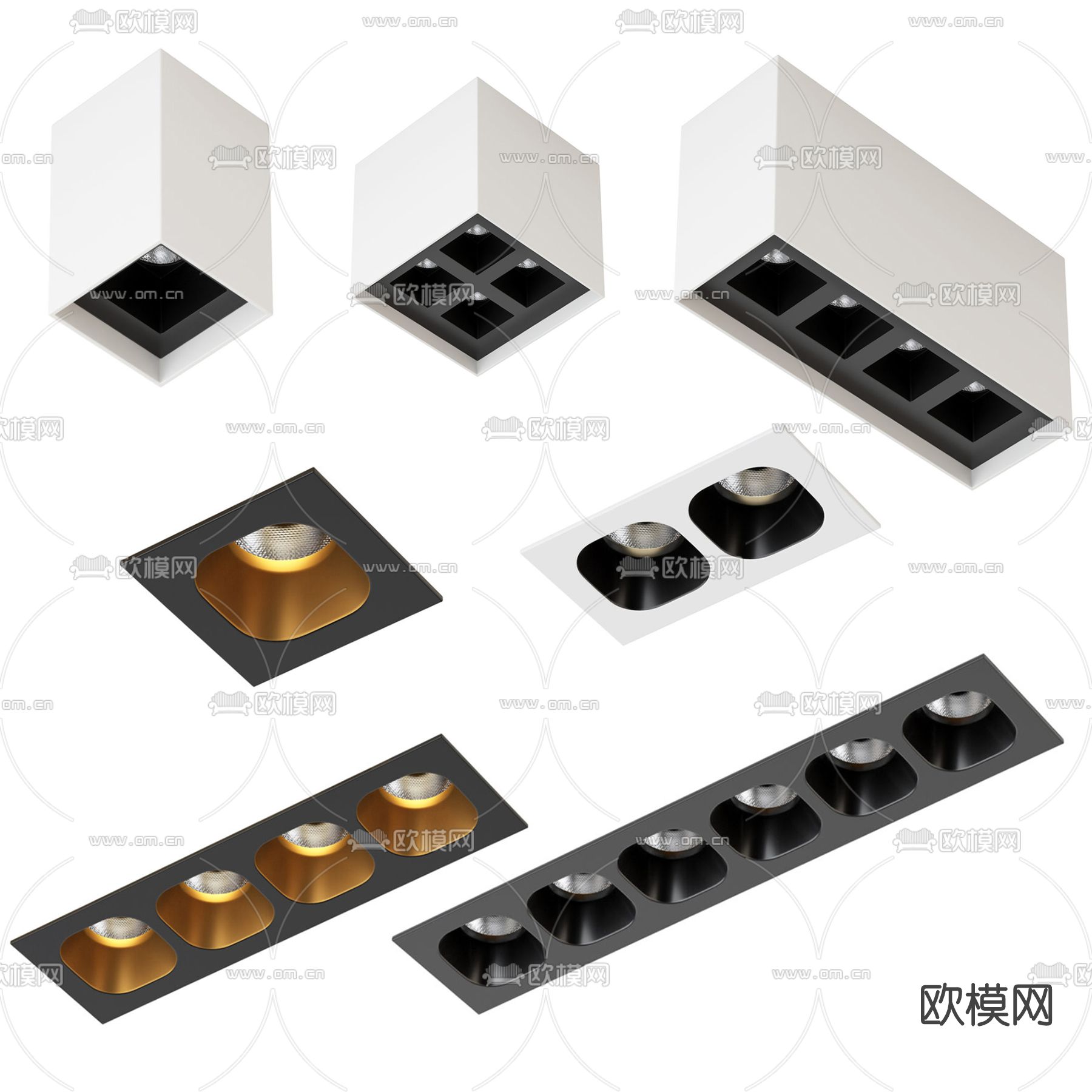 现代筒灯射灯su模型
