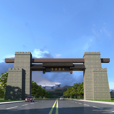 景区大门免费3d模型