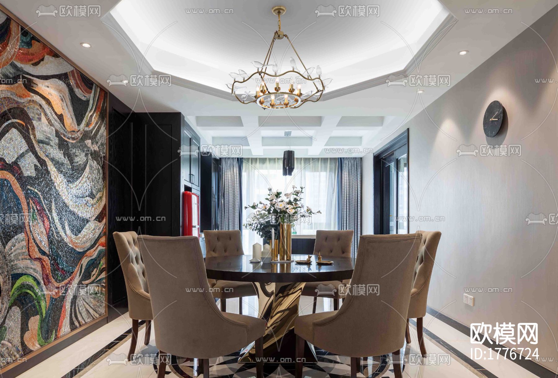 紫金城欧式样板间cad施工图下载（渲染图2）