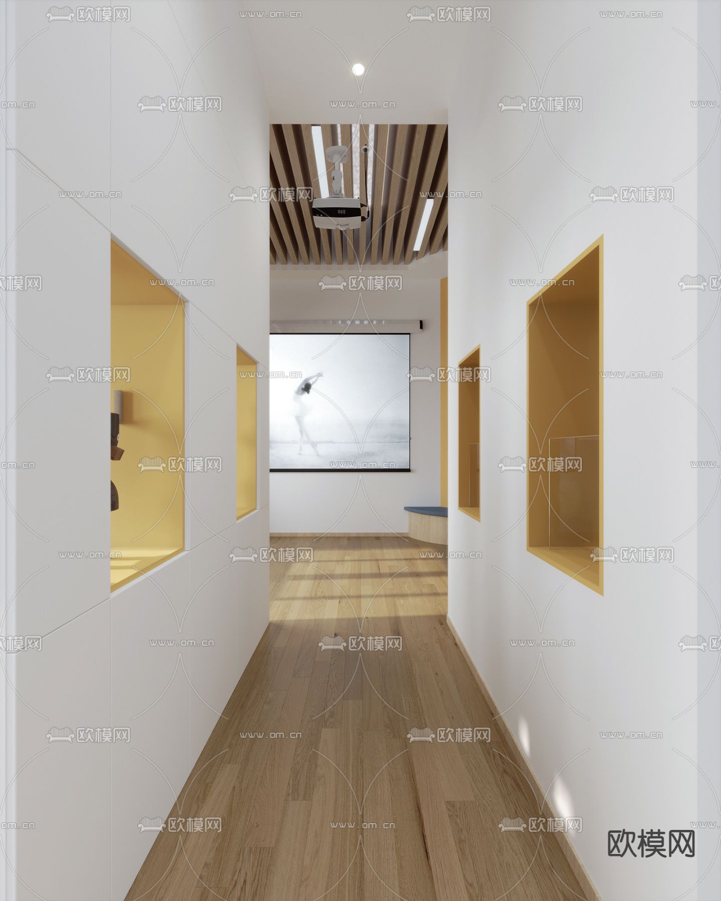 现代幼儿园手工展区3d模型