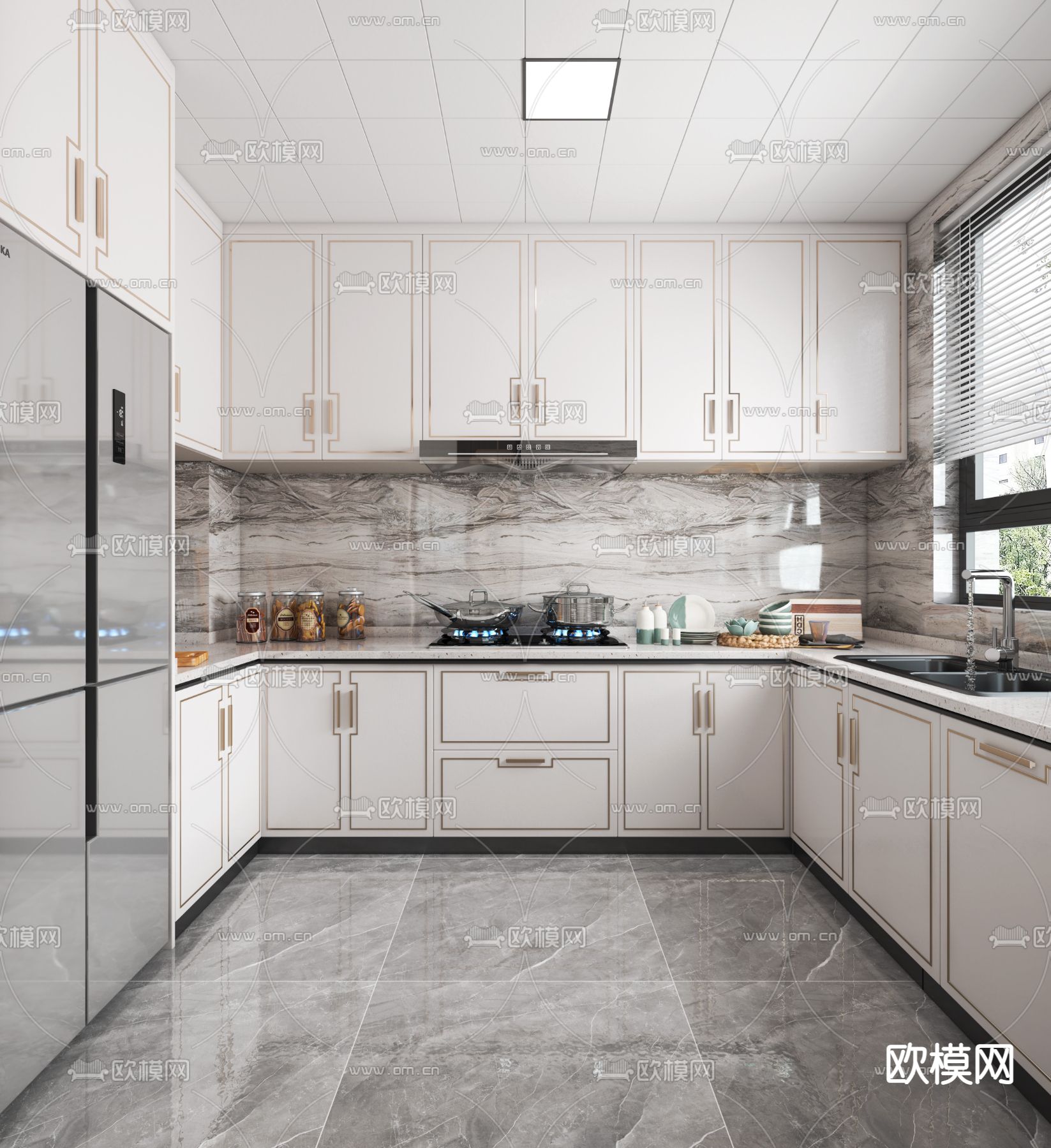 新中式客餐厅3d模型
