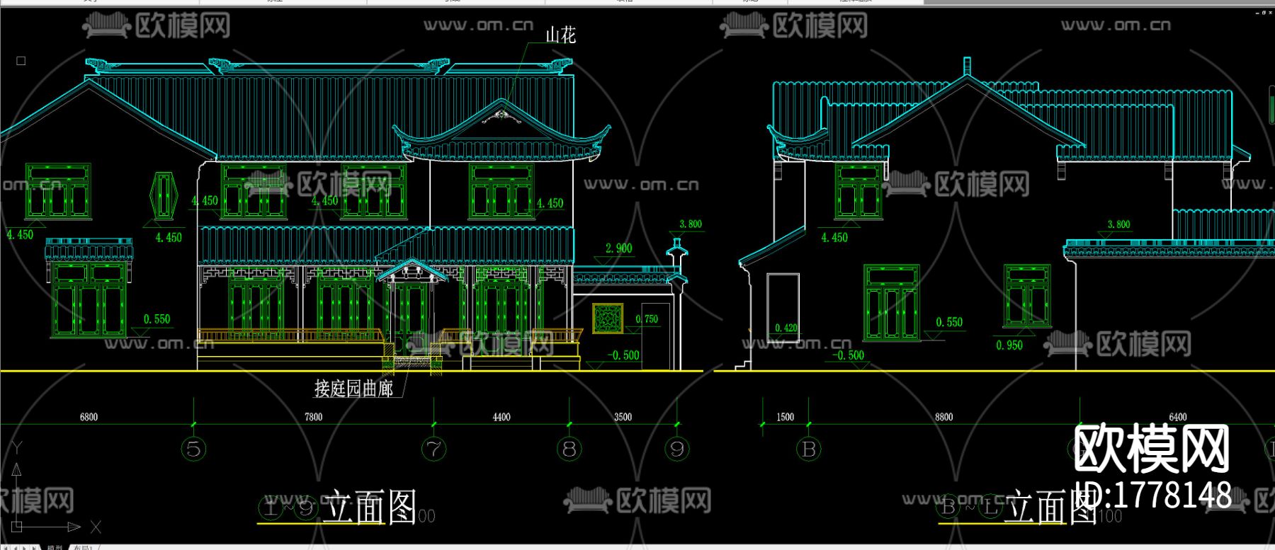 苏式江南二层别墅CAD施工图下载（渲染图6）