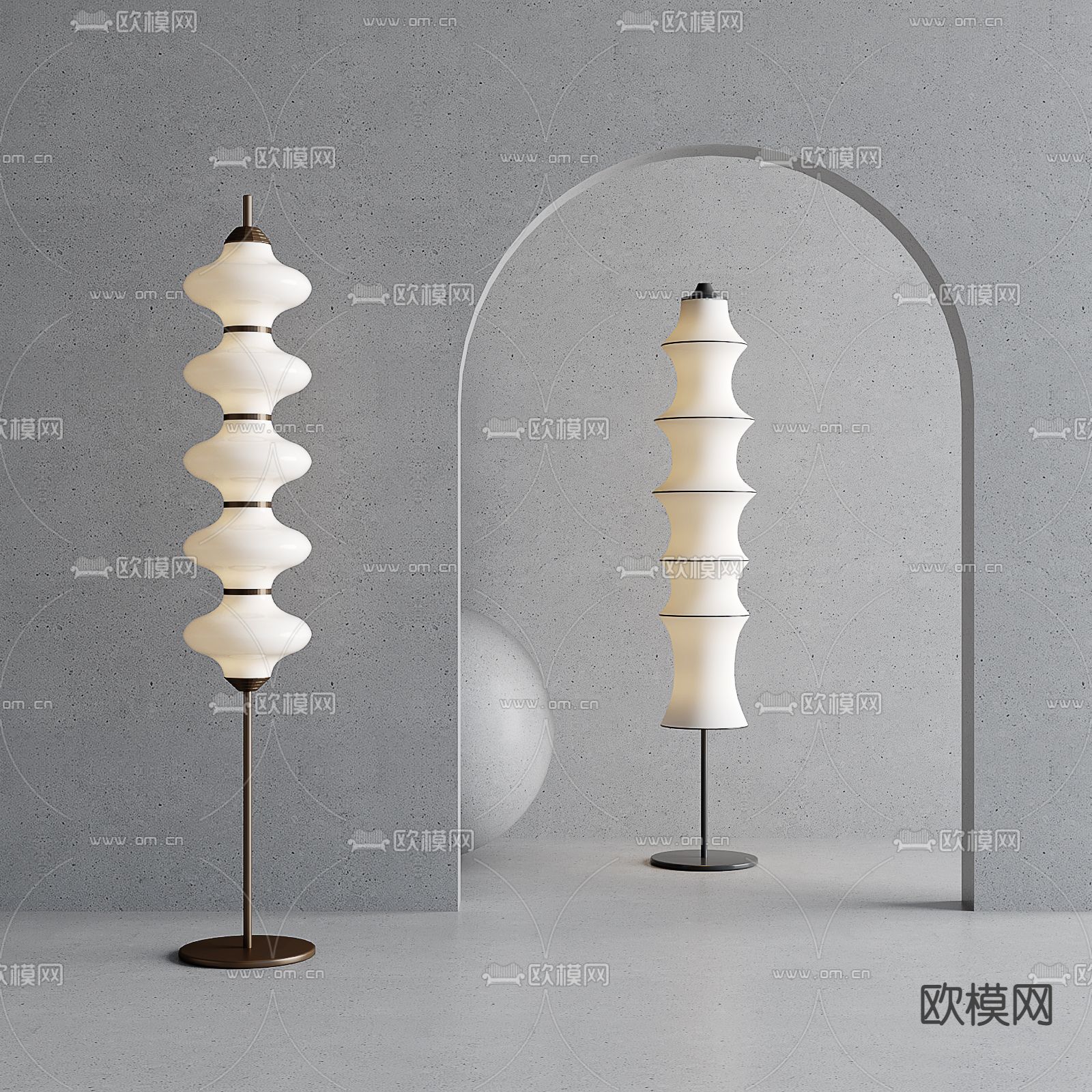 现代玻璃落地灯su模型下载（渲染图1）