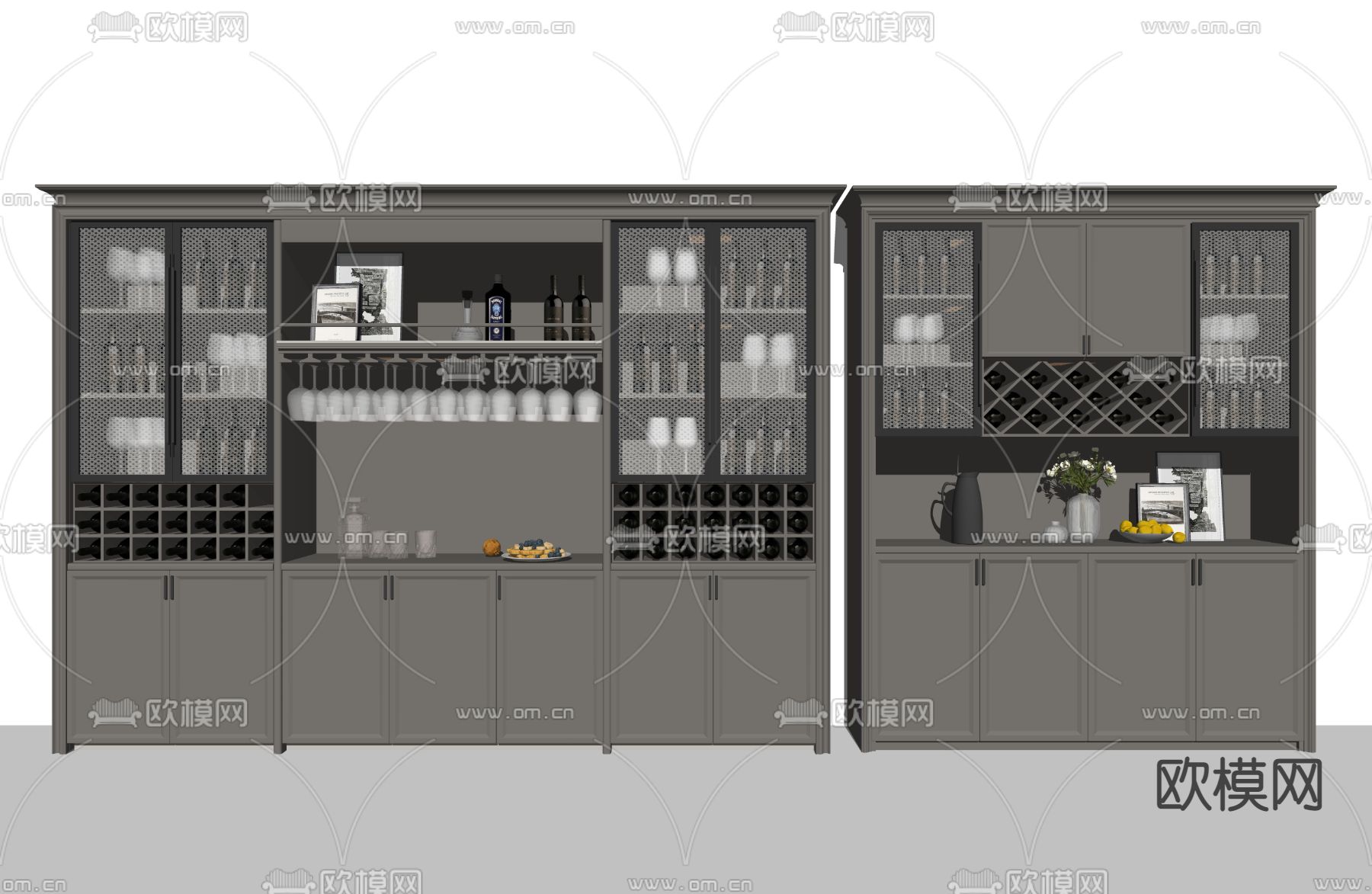 简欧酒柜su模型下载（渲染图2）