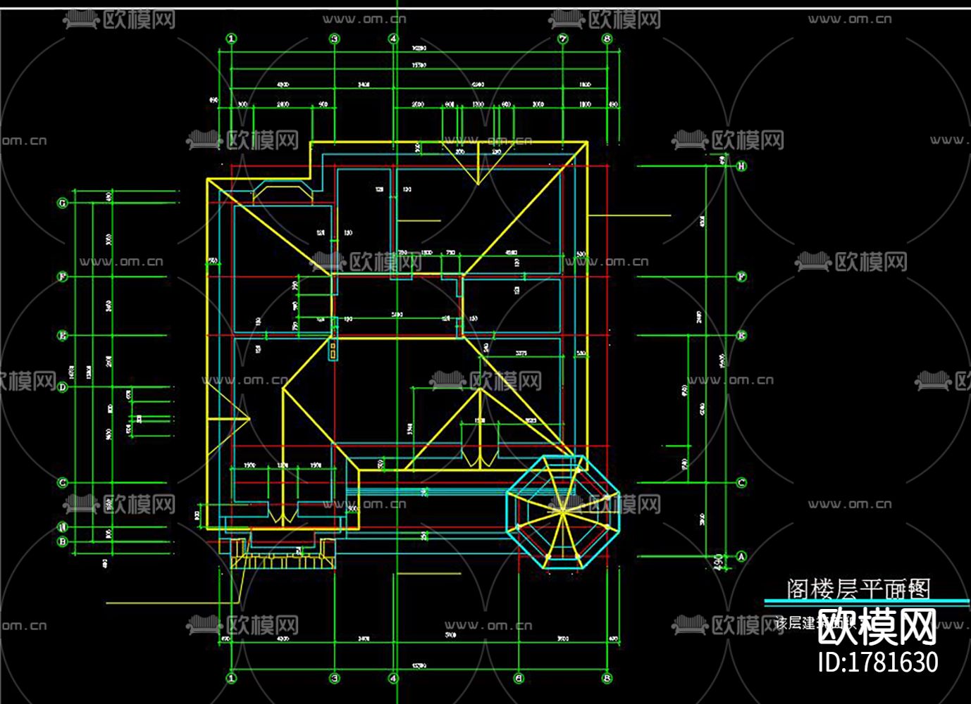 欧式别墅cad施工图下载（渲染图4）
