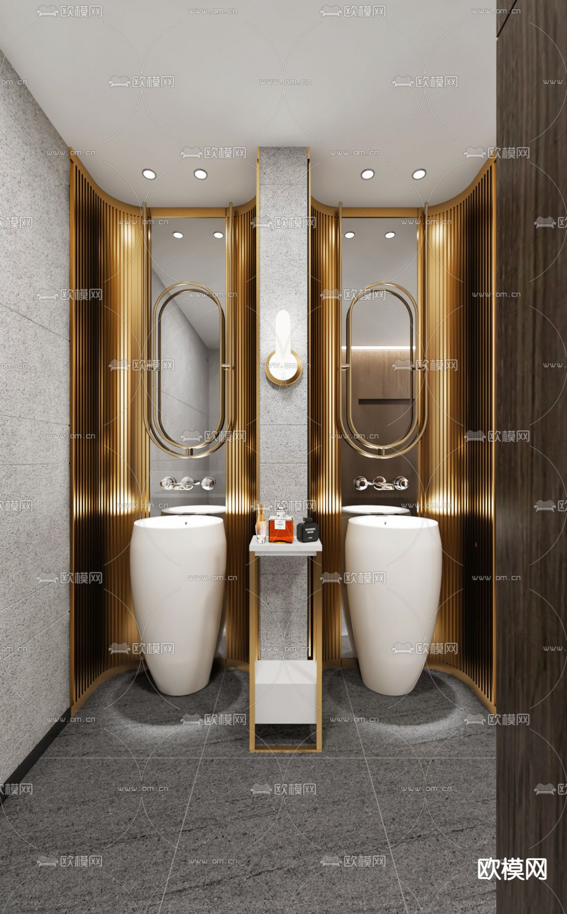 现代轻奢酒店卫生间洗手台3d模型下载