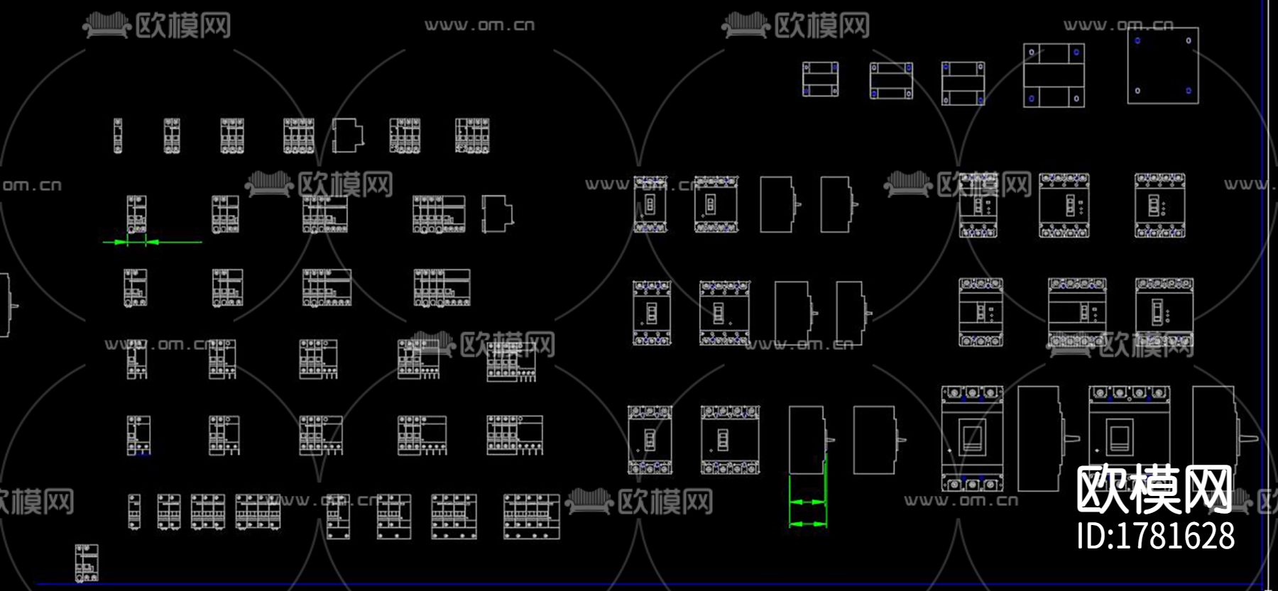 常用电气元器件cad图库下载（渲染图3）