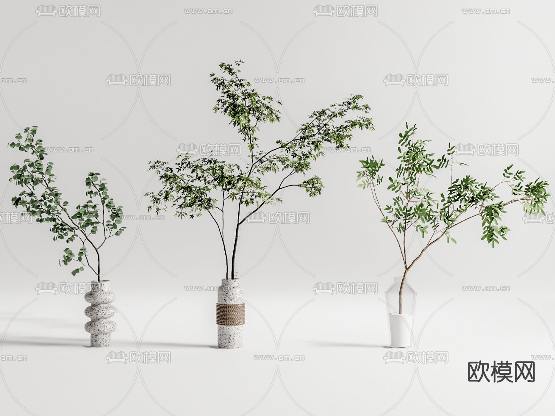 现代植物花瓶su模型