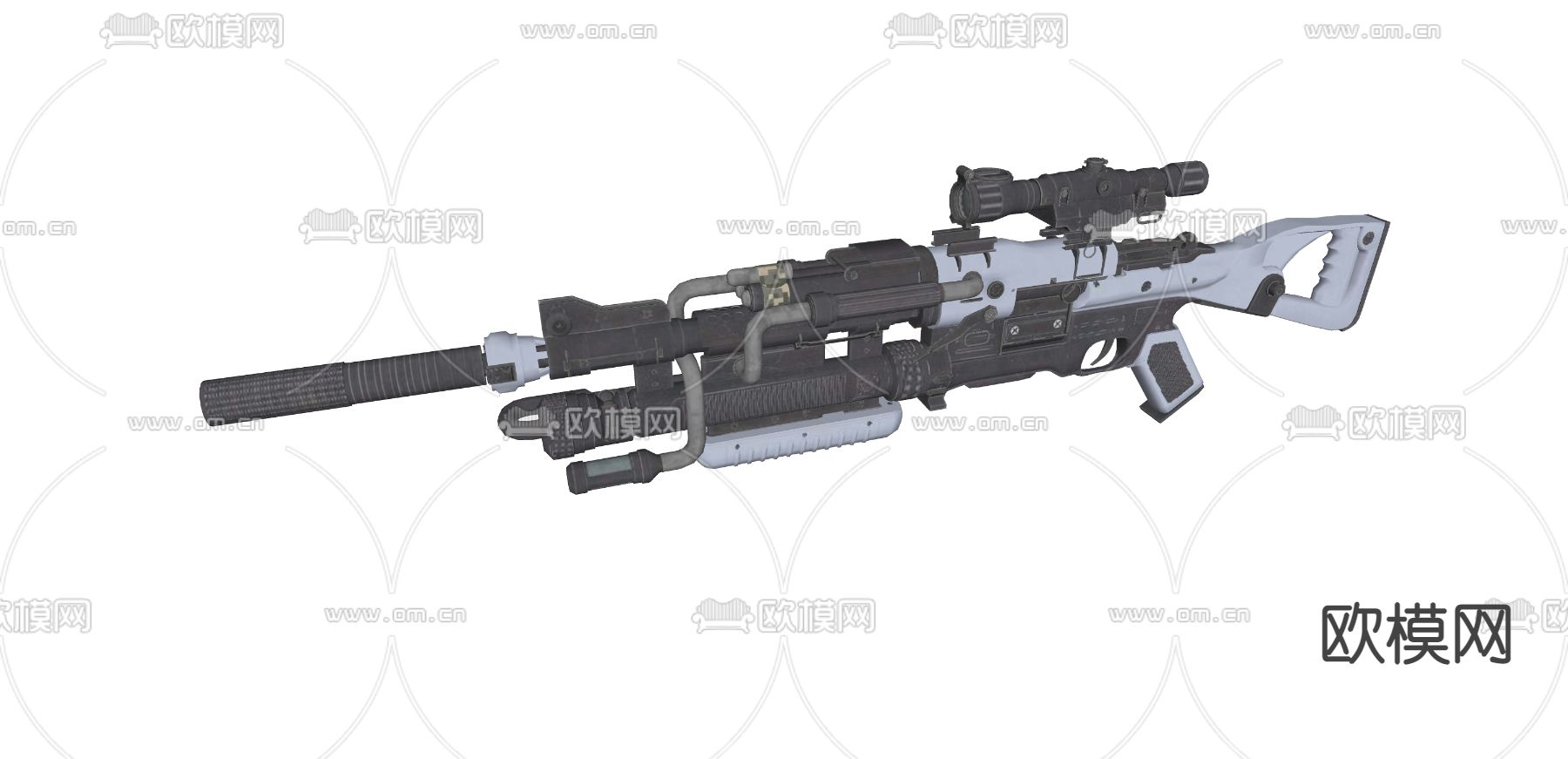 现代狙击枪su模型下载（渲染图2）