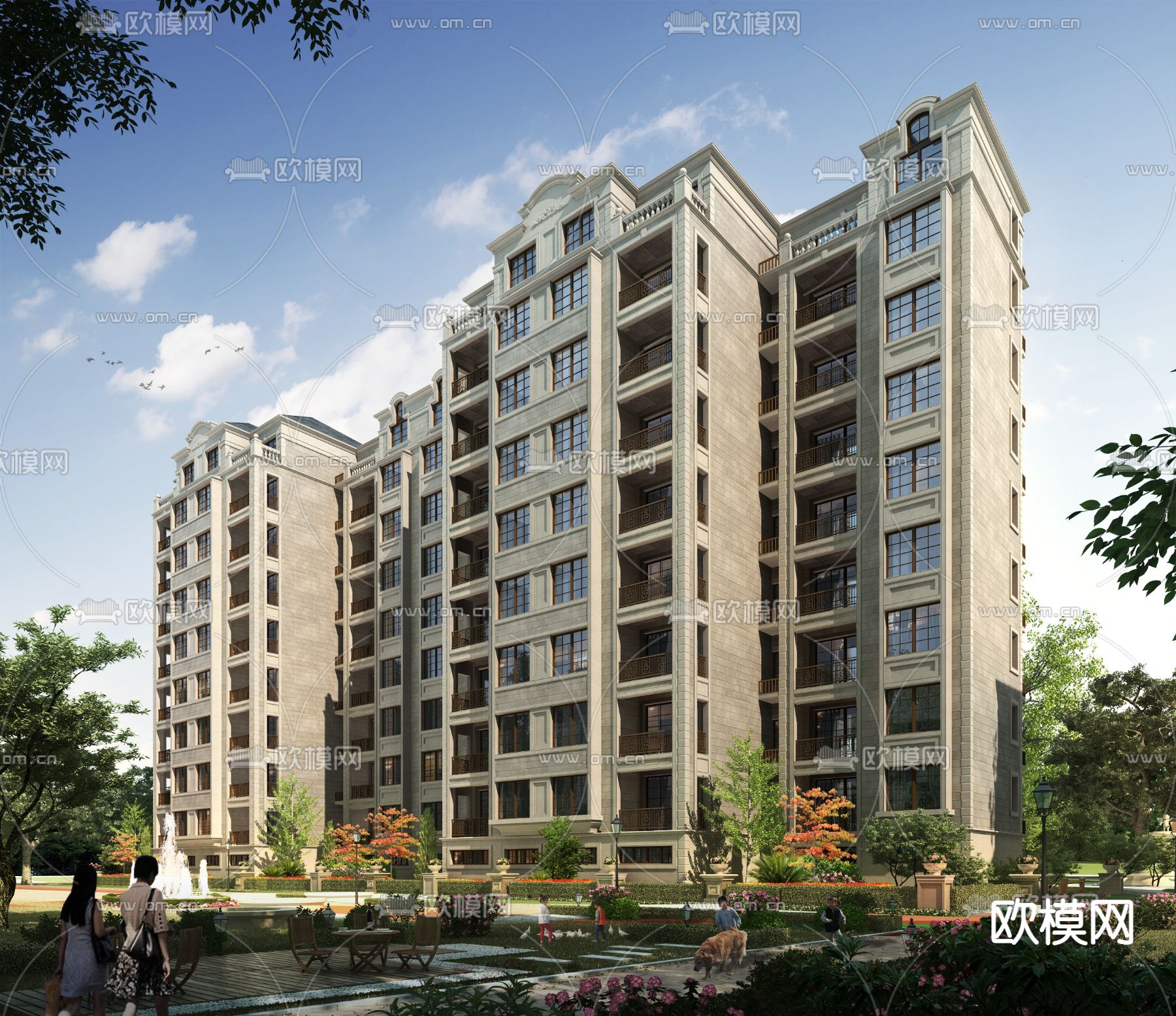 欧式住宅su模型下载（渲染图1）