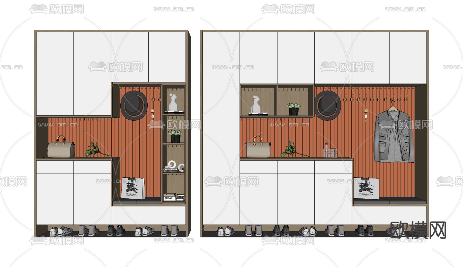 现代鞋柜装饰柜su模型下载（渲染图3）