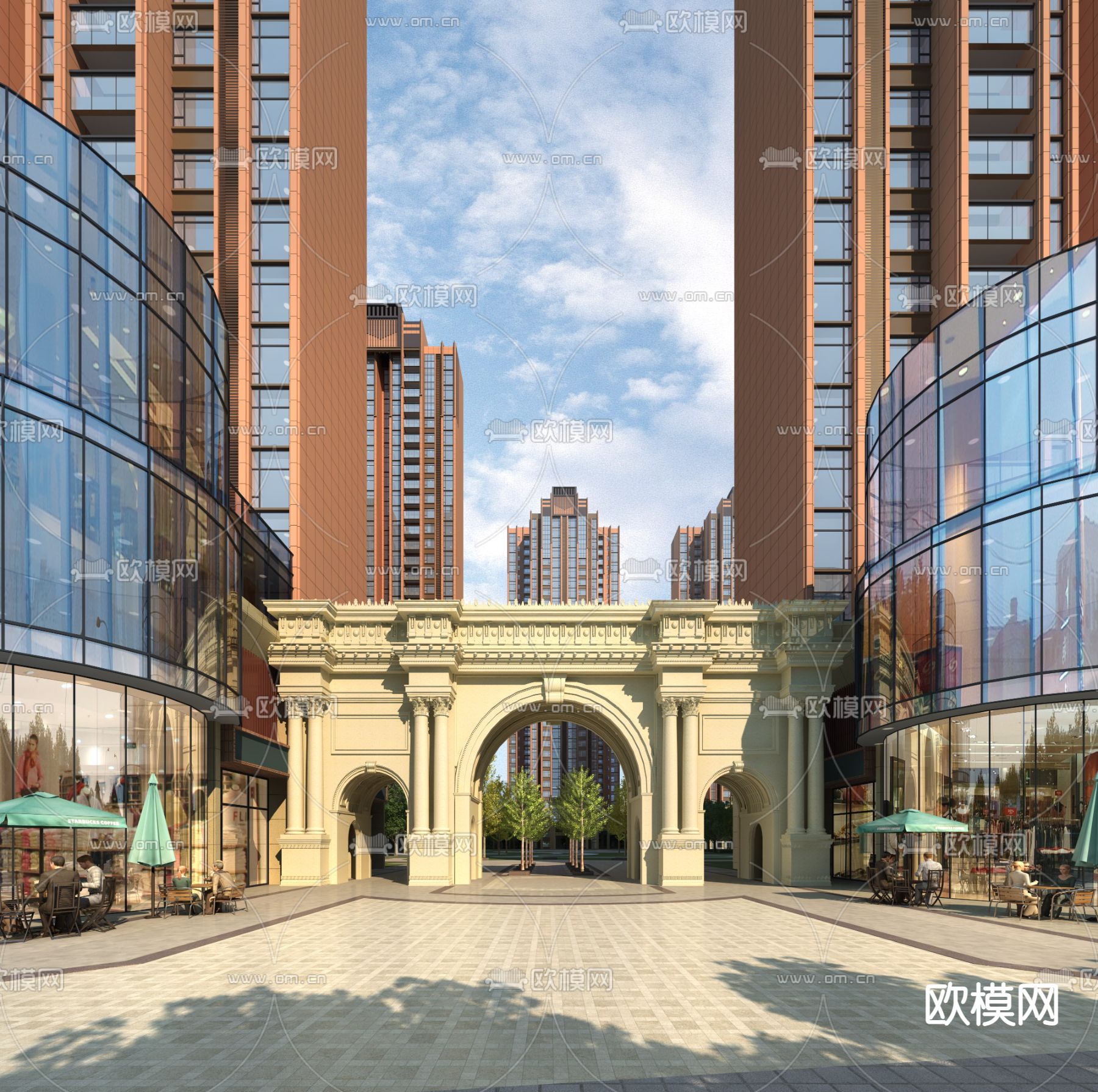 欧式住宅小区入口门头3d模型下载