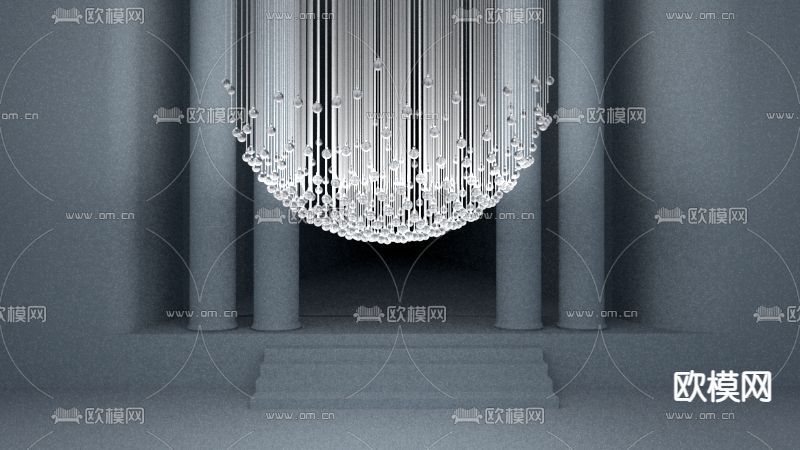 现代水晶灯su模型