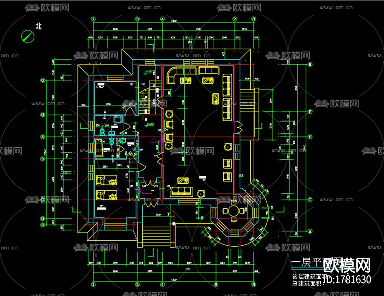 欧式别墅cad施工图下载（渲染图3）