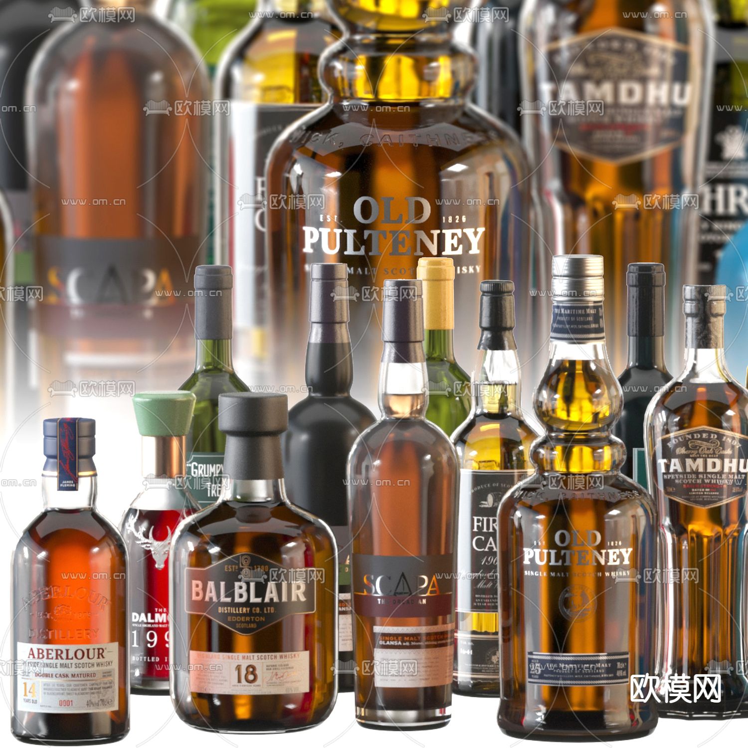 现代酒水酒瓶洋酒3d模型下载（渲染图2）