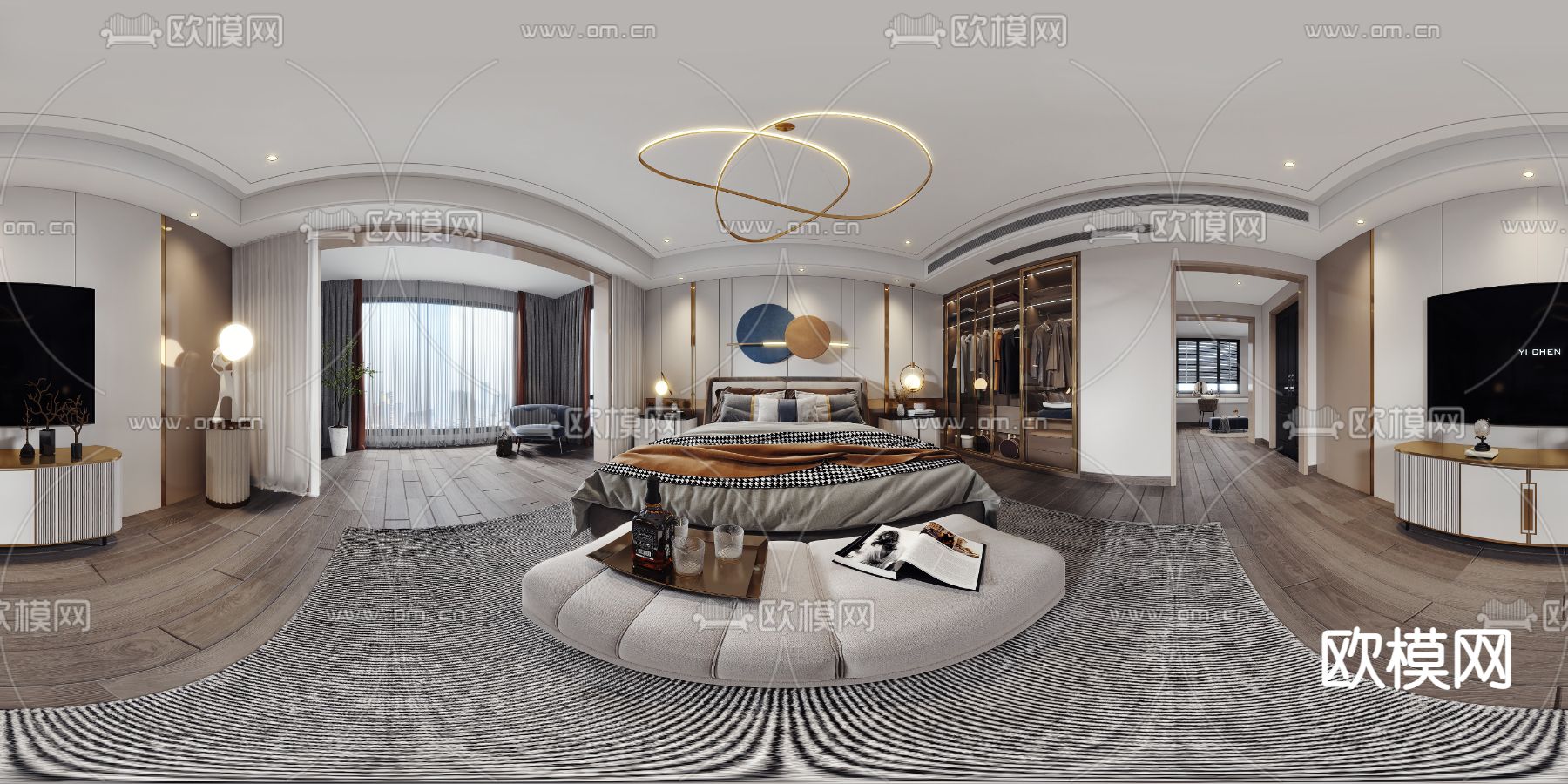 现代轻奢卧室vr全景3d模型
