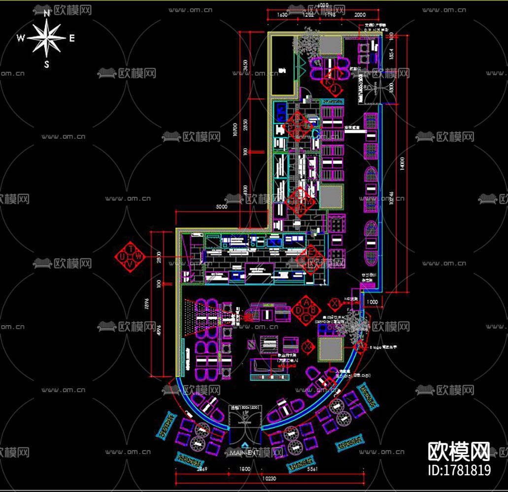 咖啡厅cad施工图下载（渲染图1）