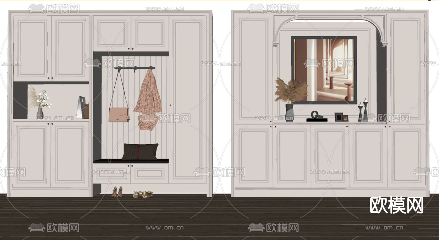 欧式轻奢鞋柜su模型下载（渲染图2）