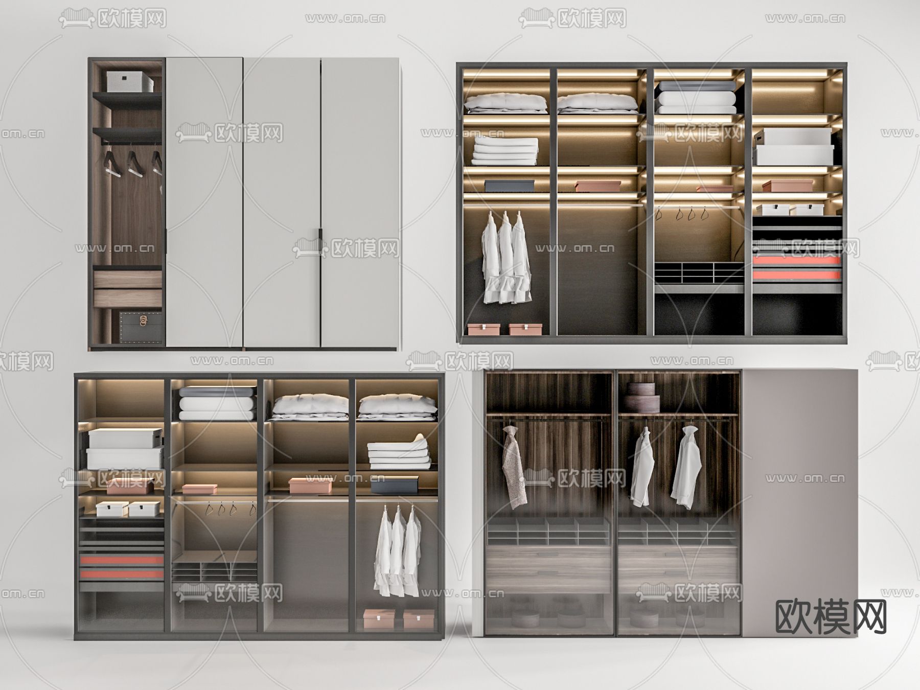现代轻奢衣柜su模型下载（渲染图1）