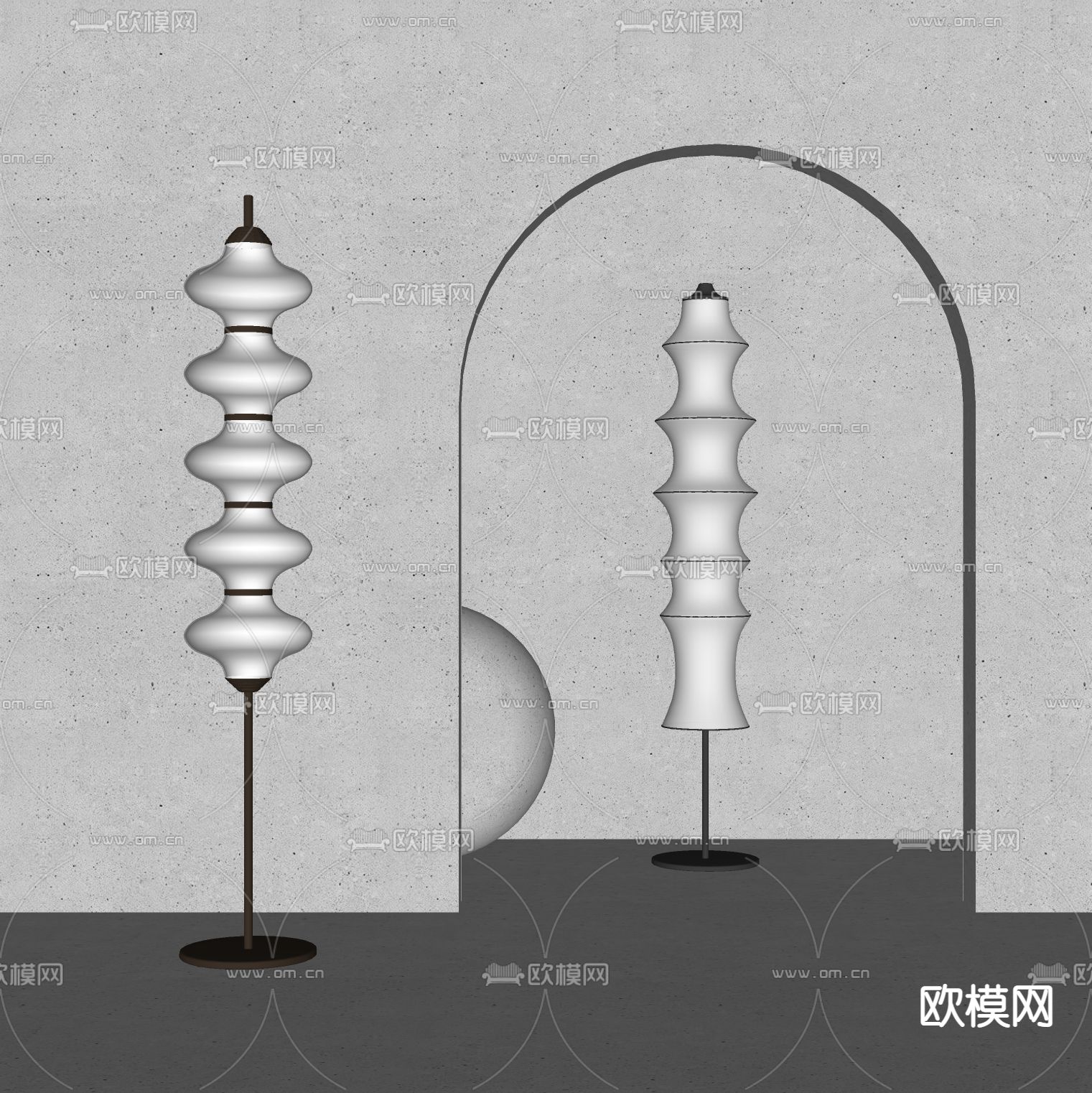 现代玻璃落地灯su模型下载（渲染图2）