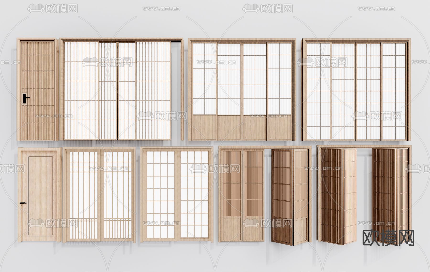 日式推拉门折叠门su模型下载（渲染图1）