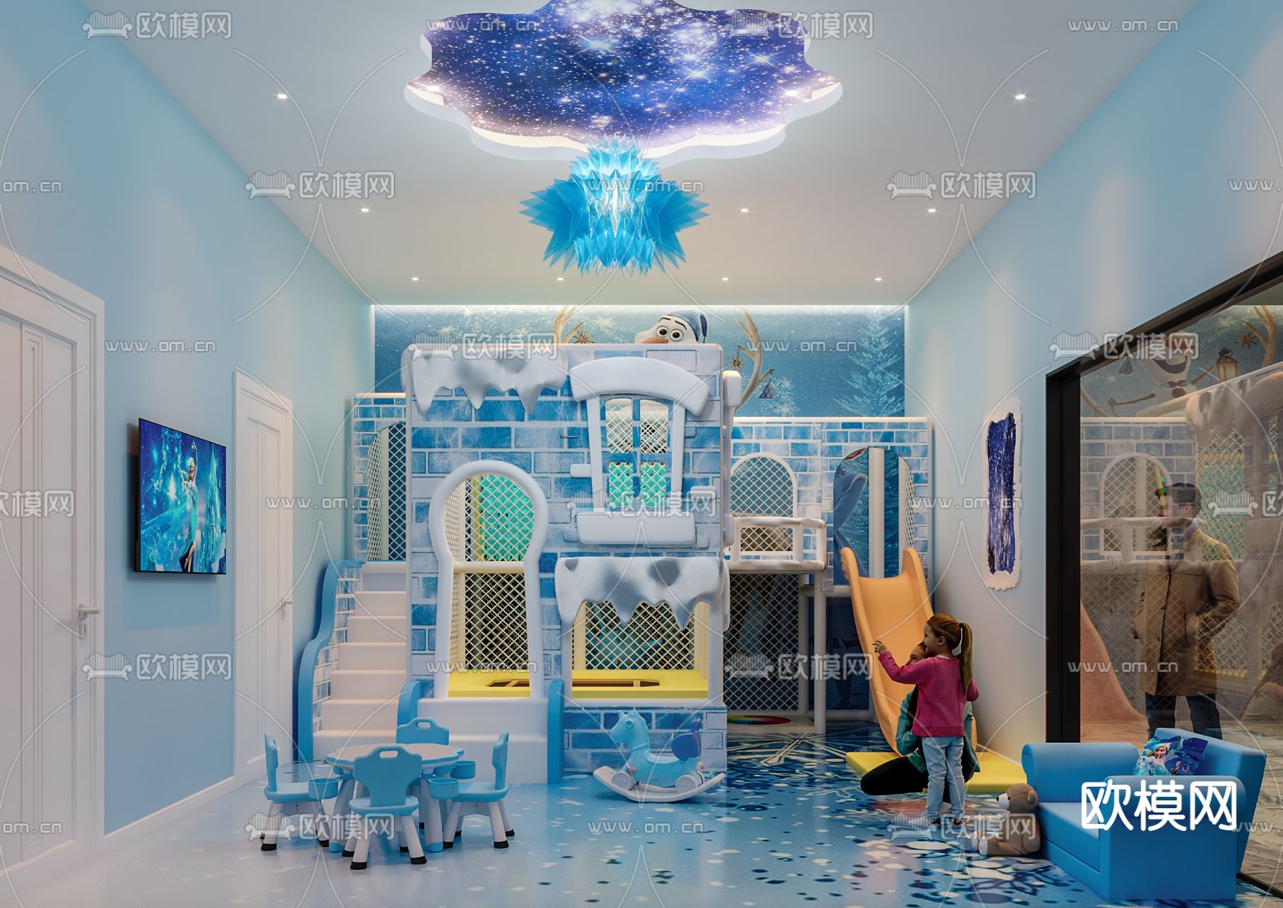 现代室内儿童乐园3d模型下载（渲染图1）