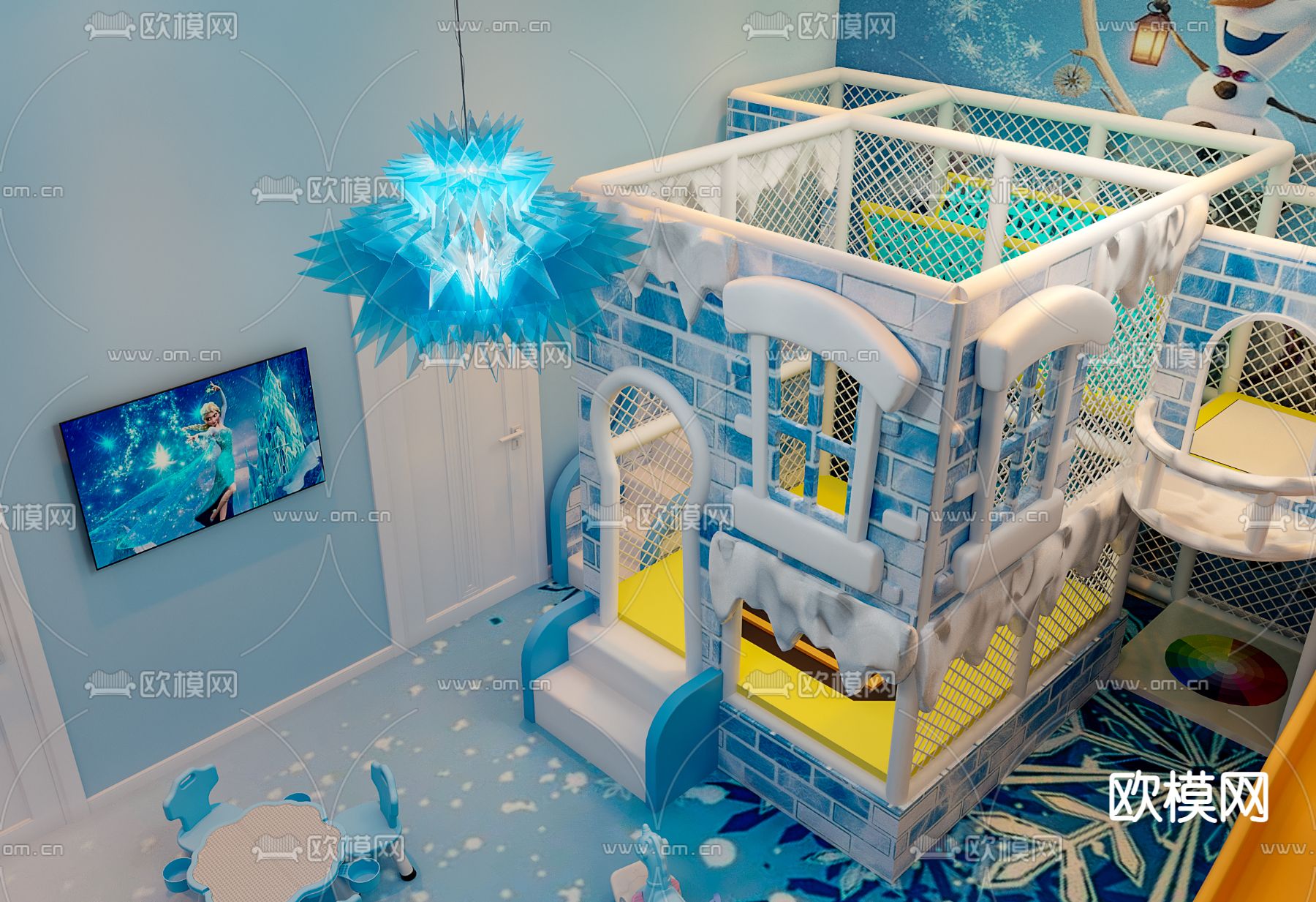 现代室内儿童乐园3d模型下载（渲染图2）