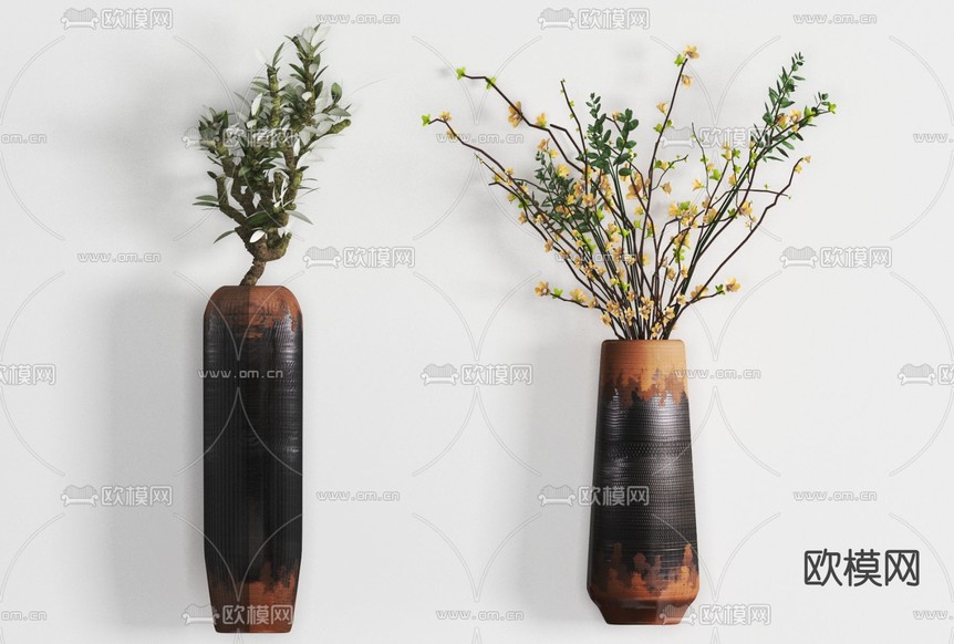 新中式花瓶花艺免费3d模型下载