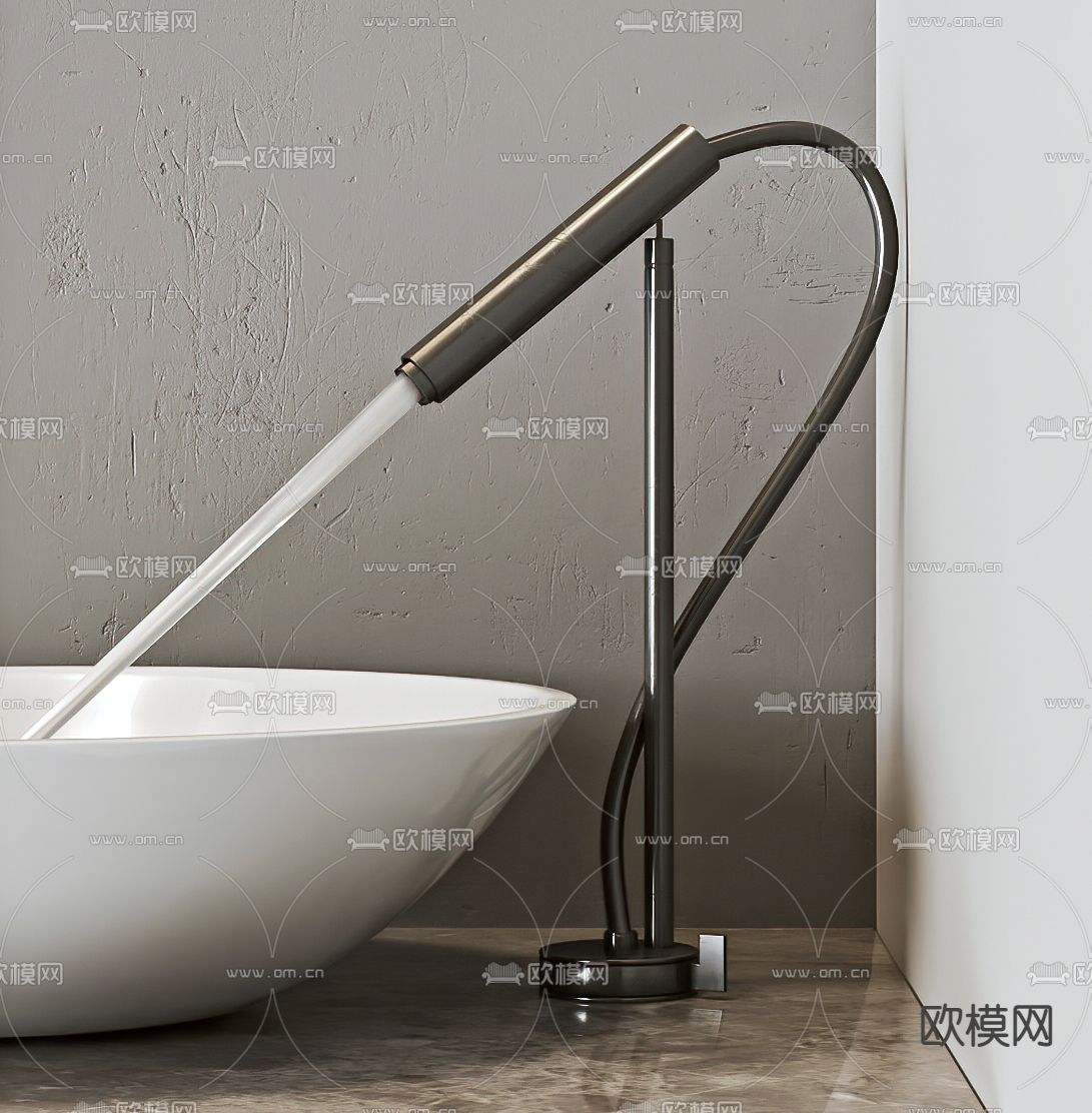 现代不锈钢水龙头3d模型下载（渲染图4）