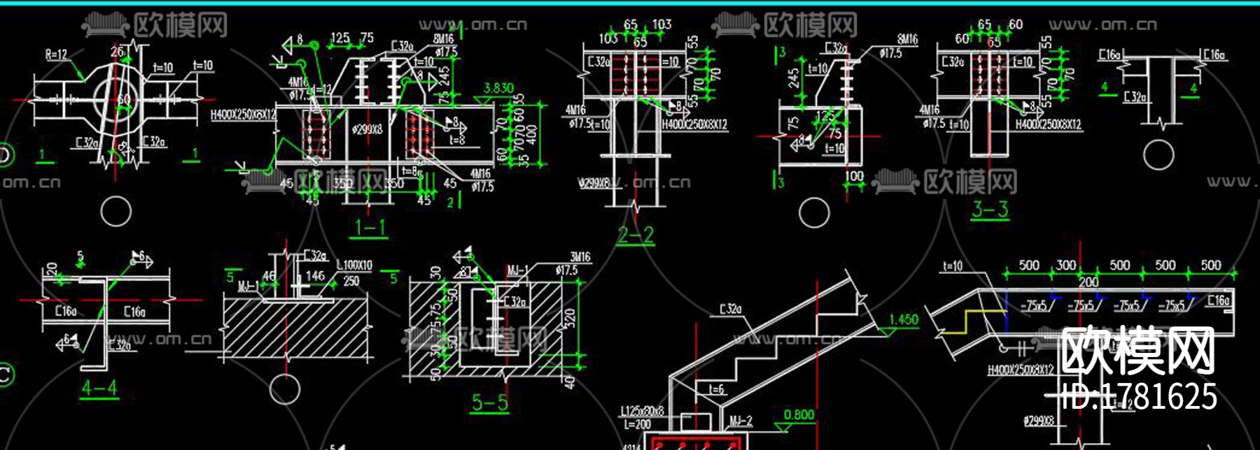 钢结构旋转楼梯cad大样图下载（渲染图5）