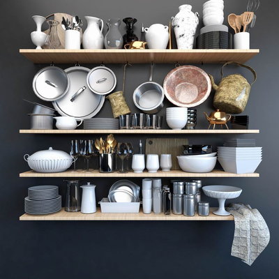  现代餐具su模型 