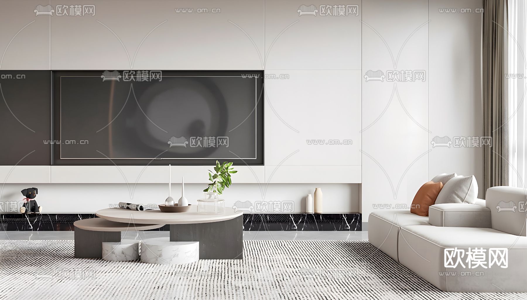 现代客厅餐厅3d模型