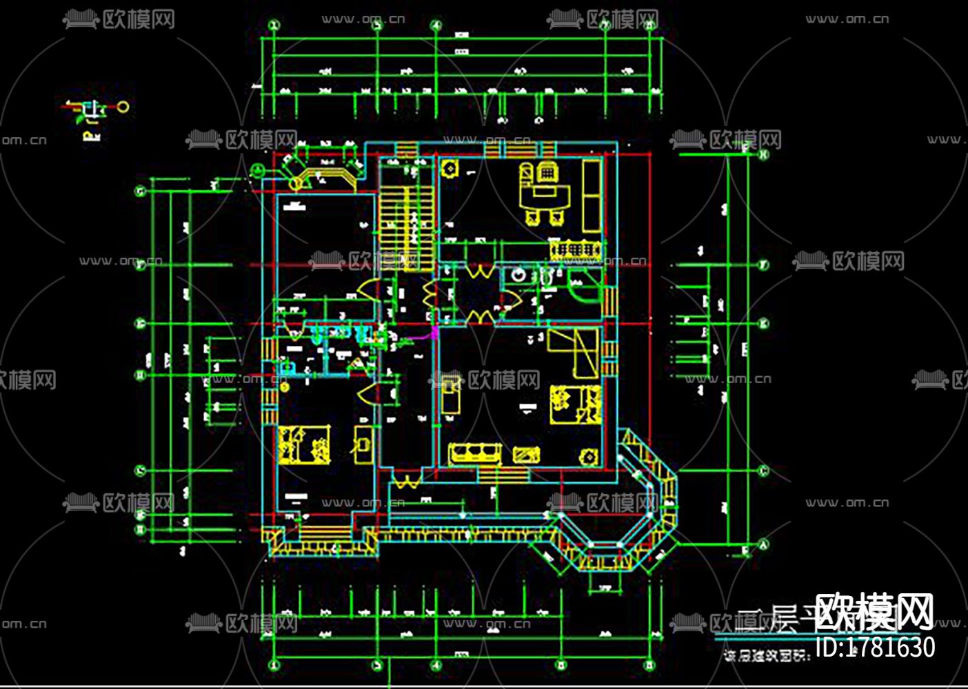 欧式别墅cad施工图下载（渲染图5）
