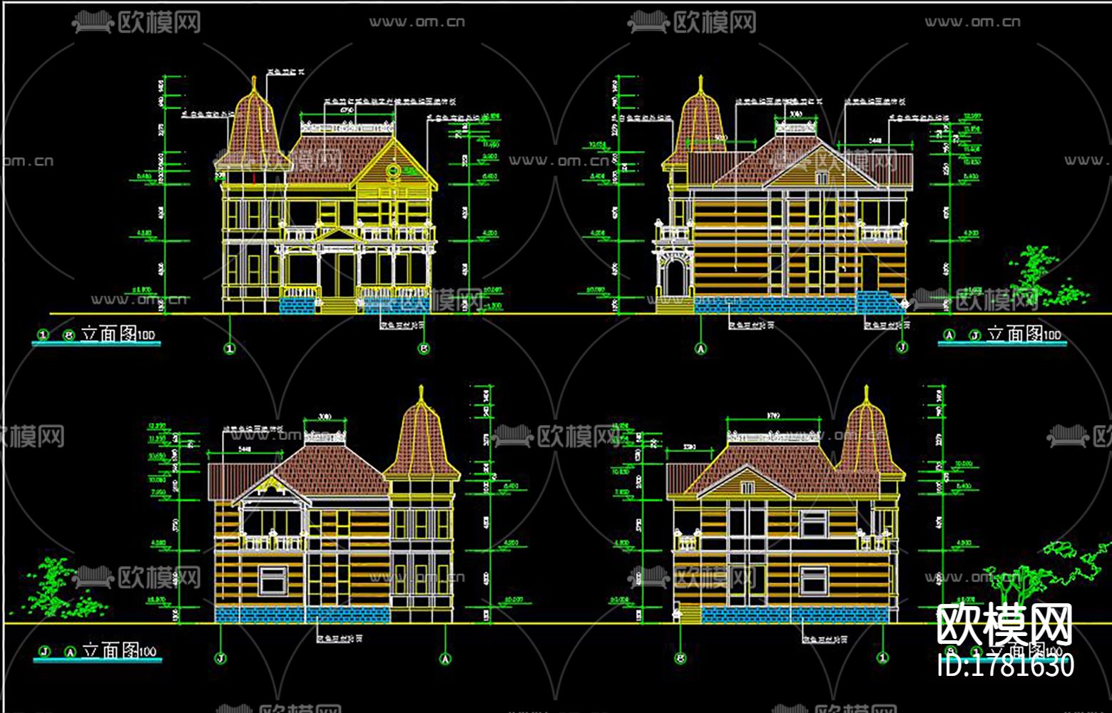 欧式别墅cad施工图下载（渲染图6）