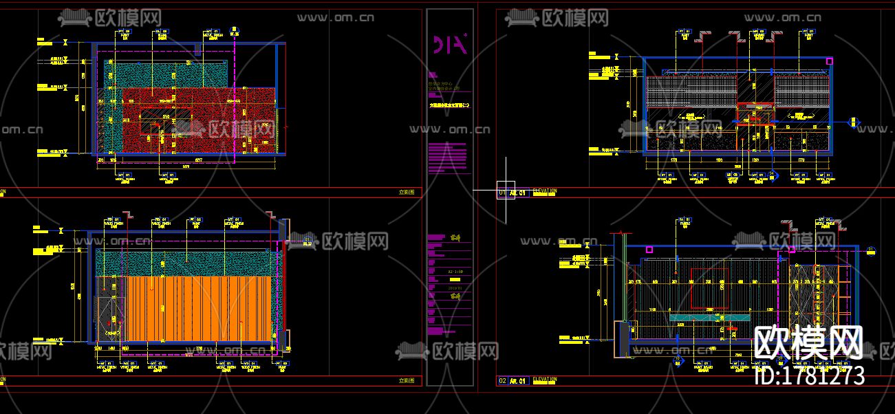 现代办公室cad施工图下载（渲染图6）