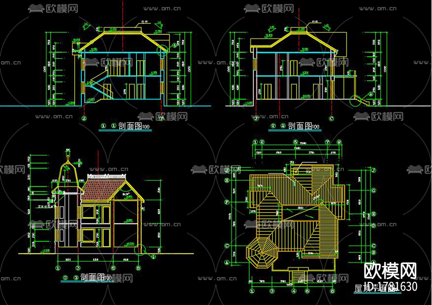 欧式别墅cad施工图下载（渲染图7）