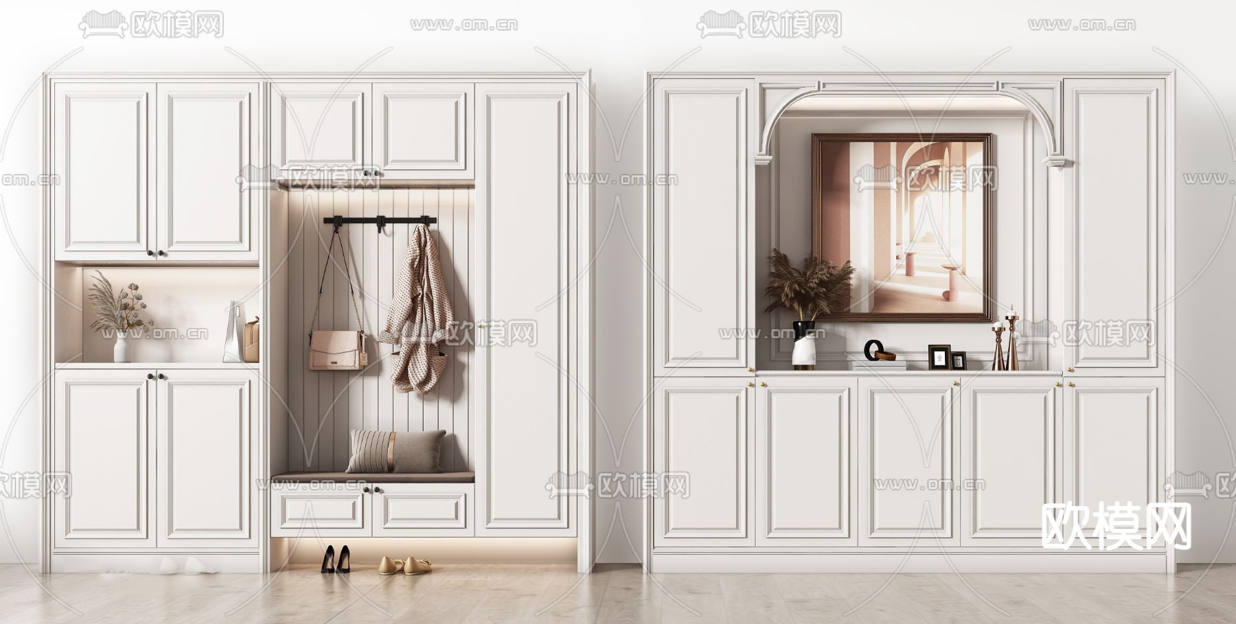 欧式轻奢鞋柜su模型下载（渲染图1）