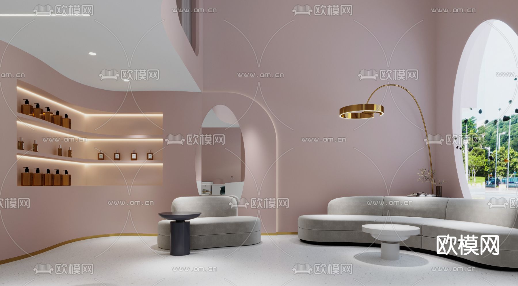 北欧美容院前台大厅3d模型