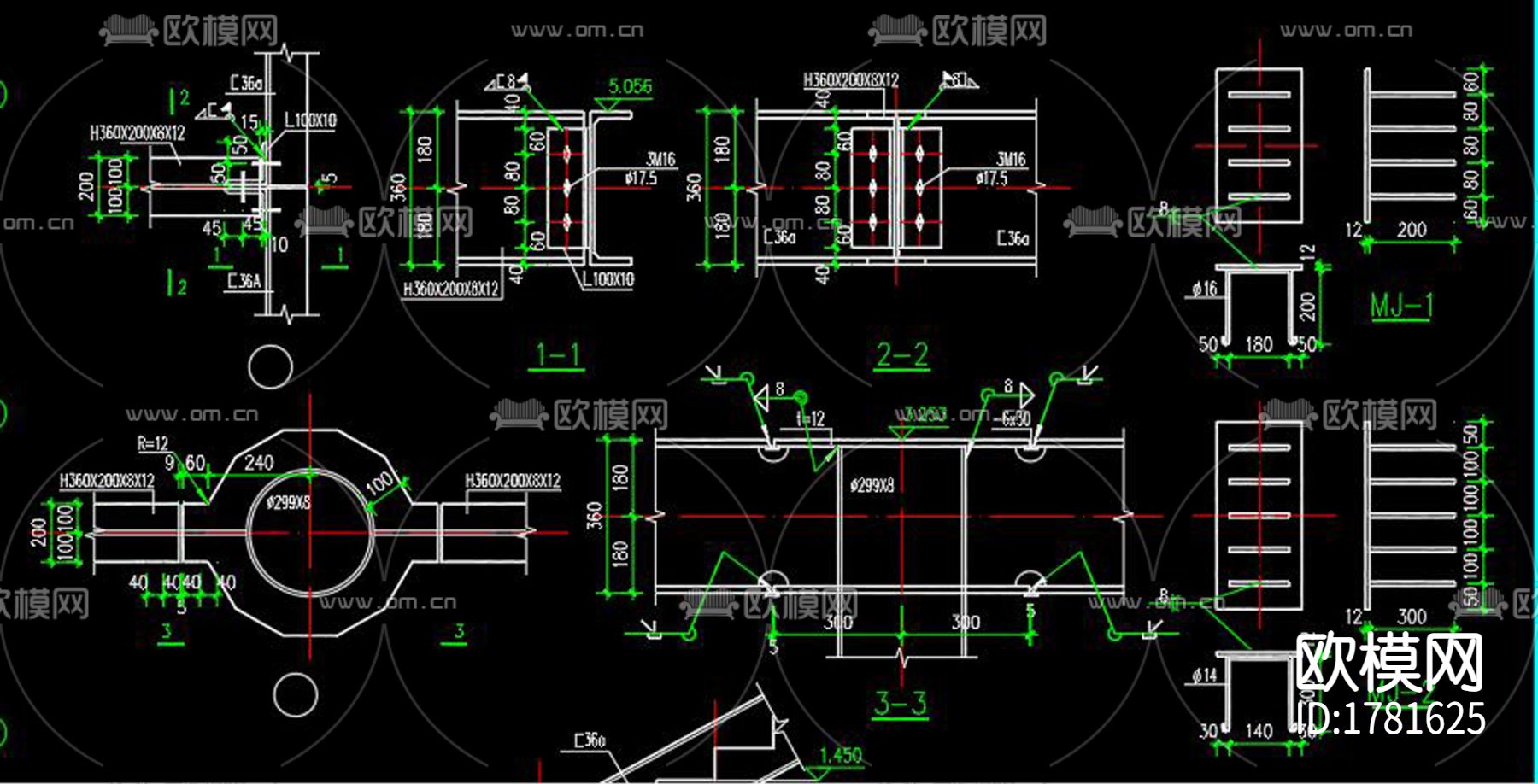 钢结构旋转楼梯cad大样图下载（渲染图2）