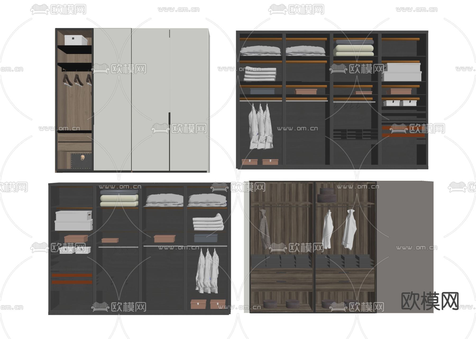 现代轻奢衣柜su模型下载（渲染图2）