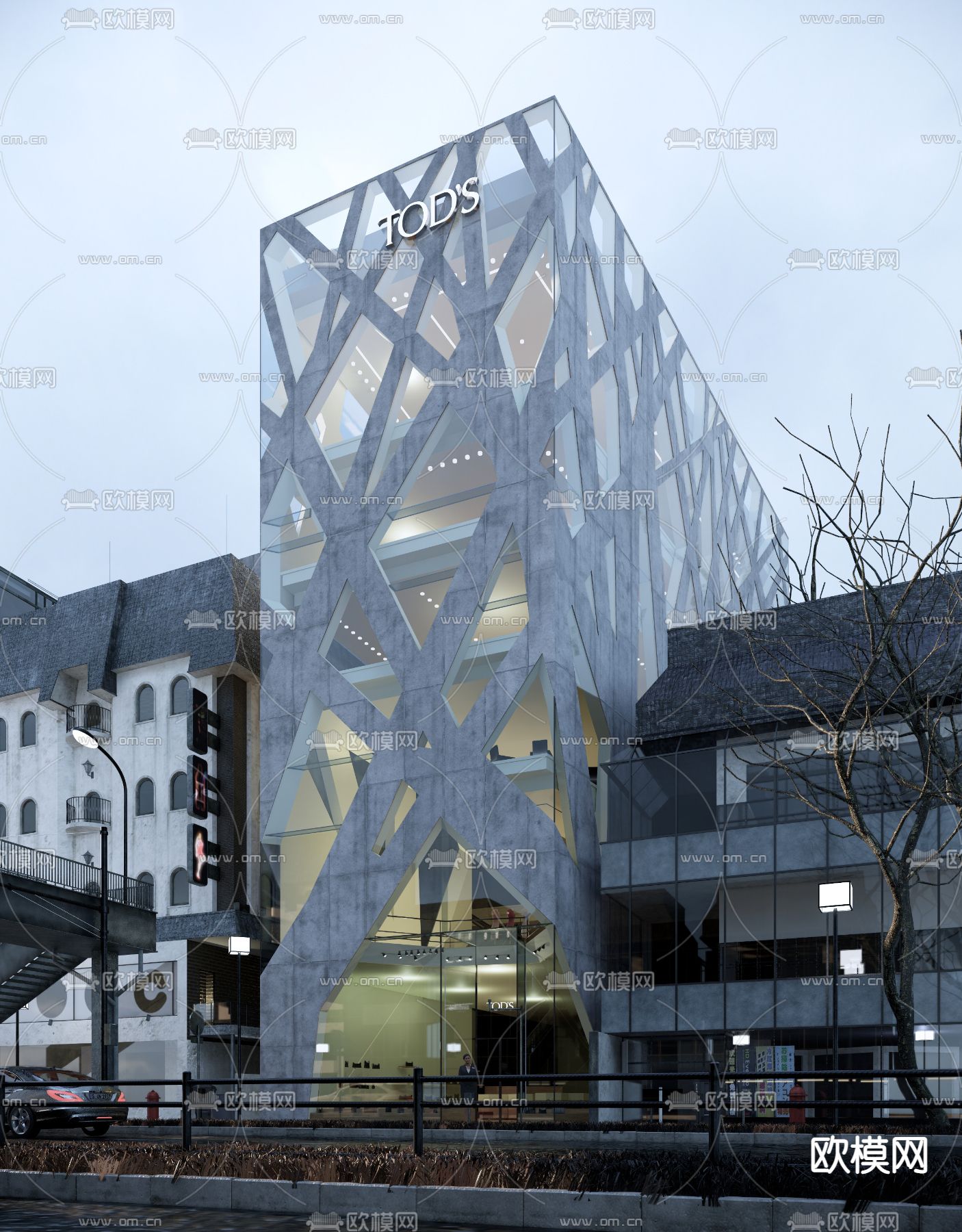 现代展览馆建筑美术馆su模型下载（渲染图2）