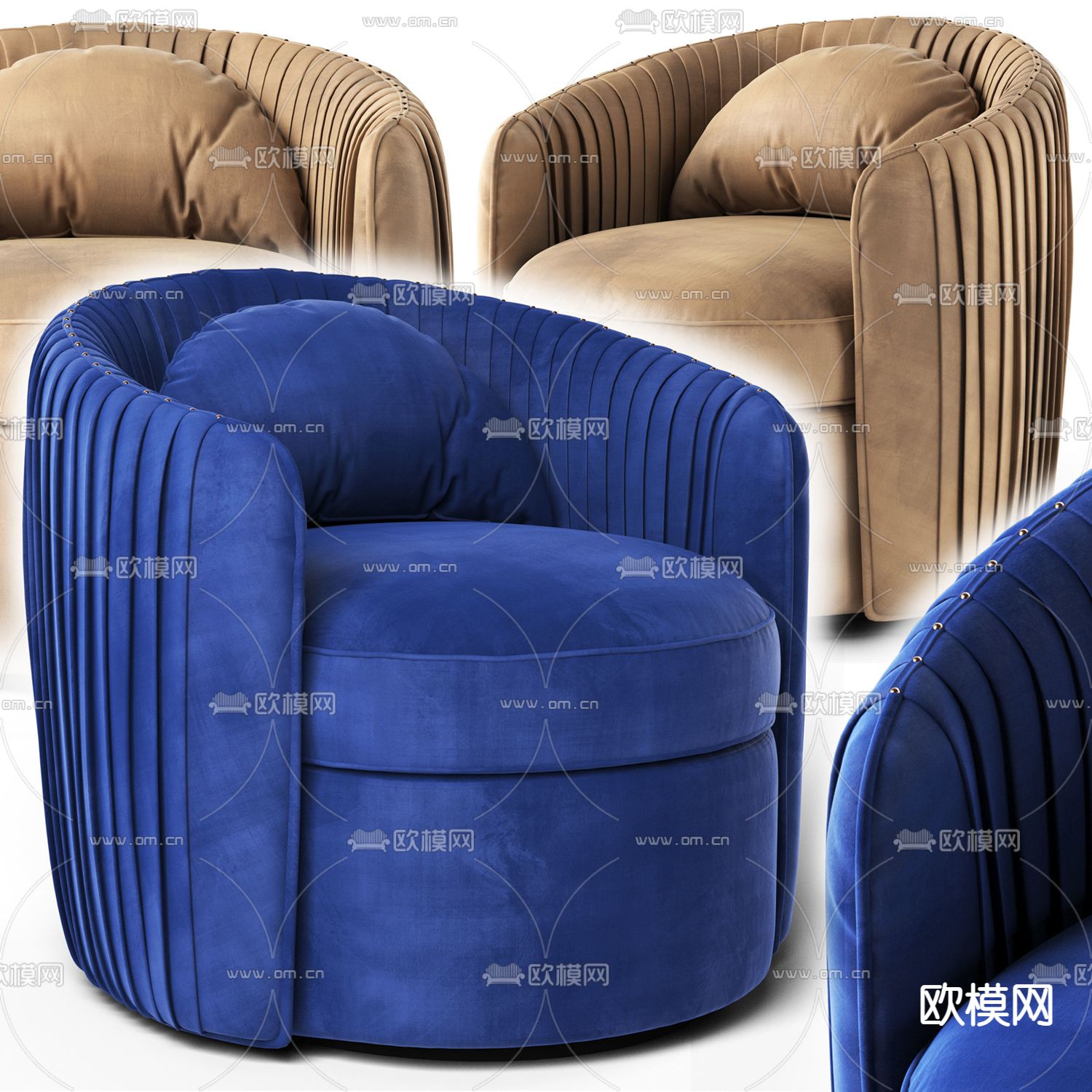 现代绒布单人沙发3d模型