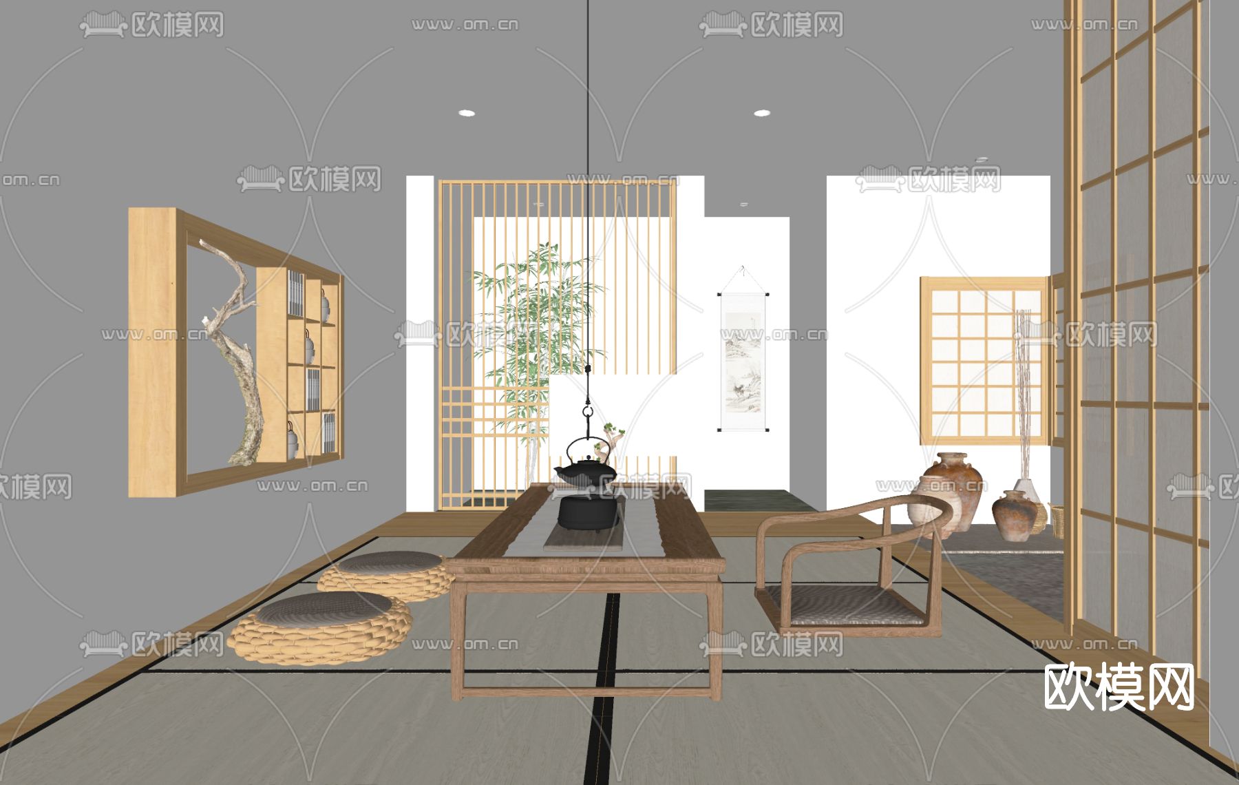 日式茶室su模型下载（渲染图2）