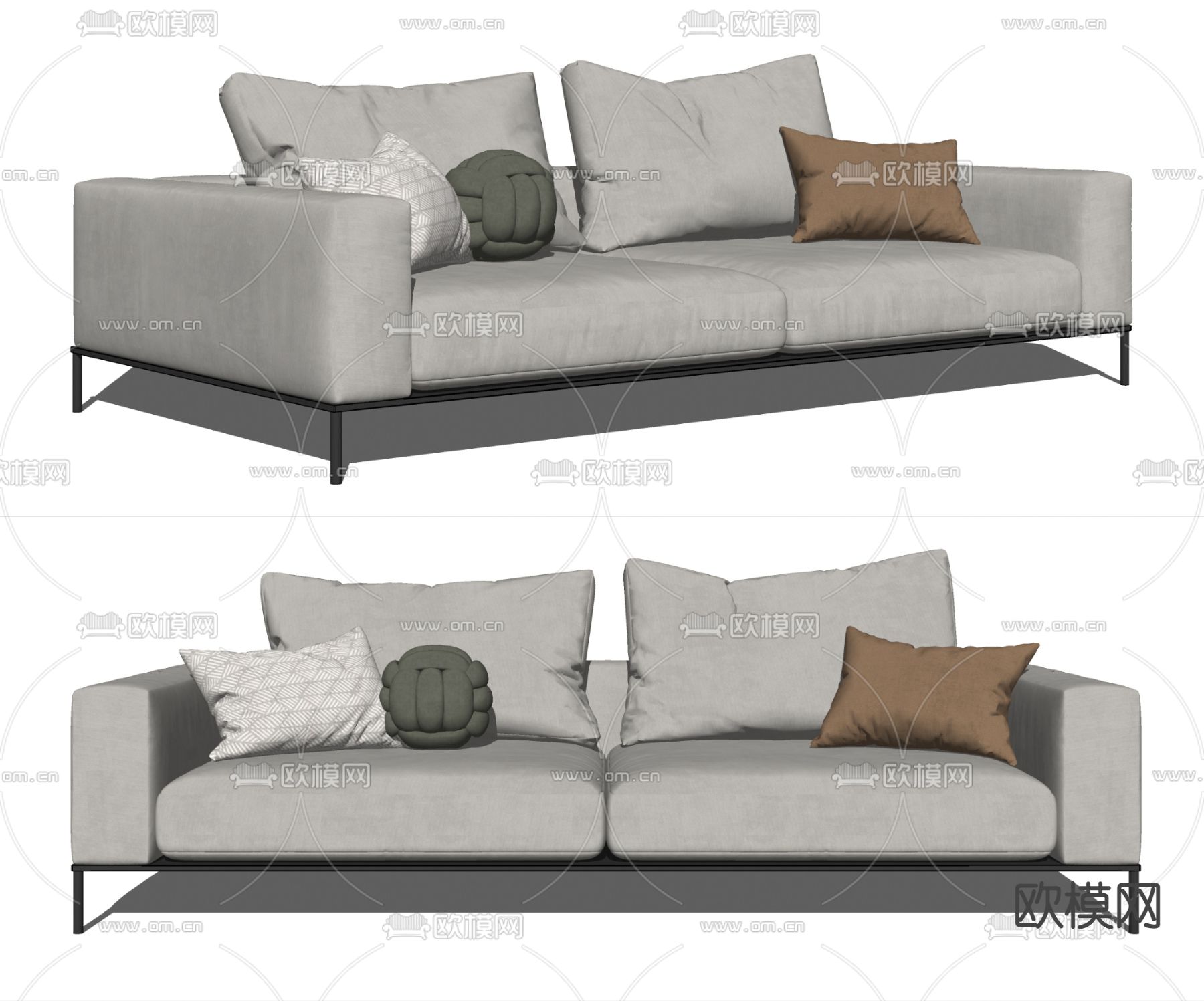现代布艺双人沙发su模型